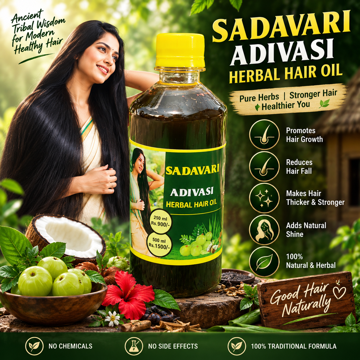 Adivasi Herbal Hair Oil – 100% Natural Formula