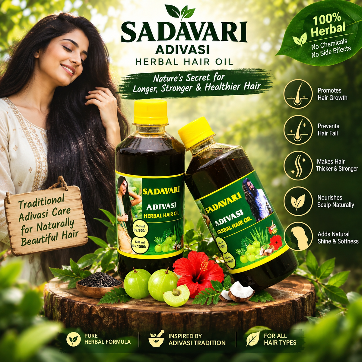 Adivasi Herbal Hair Oil – 100% Natural Formula